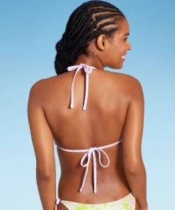 Women's Reversible Triangle Bikini Top - Wild Fable™ Orange Geo Tropical Print