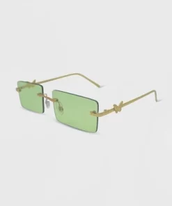 Women's Rimless Metal Rectangle Butterfly Sunglasses - Wild Fable™ Lime Green