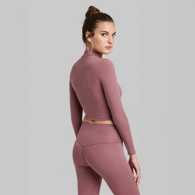 Women's Long Sleeve Mock Neck T-Shirt - Wild Fable™ Light Beige 2 Women's Long Sleeve Mock Neck T-Shirt - Wild Fable™ Light Beige - Image 2