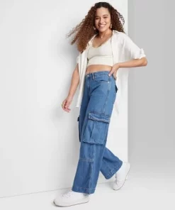 Women's Mid-Rise Cargo Baggy Wide Leg Utility Jeans - Wild Fable™ Medium Wash -Wild Fable Shop GUEST 0a928f20 83bb 46c4 9de4 55951476d76a 1
