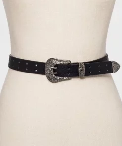 Women's Double Perf Western Belt - Wild Fable™ Black