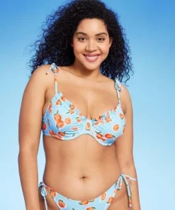 Women's Orange Print Tie Shoulder Underwire Bikini Top - Wild Fable™ Blue -Wild Fable Shop GUEST 0d72eb05 6c80 4d6d ab27 6a04e1acc1ad