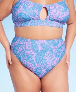 Women's Paisley Print High Waist Medium Coverage High Leg Bikini Bottom - Wild Fable™ Blue/Pink 10 Women's Paisley Print High Waist Medium Coverage High Leg Bikini Bottom - Wild Fable™ Blue/Pink -Wild Fable Shop GUEST 13ba0ff8 5386 4cb0 a7e0 9196b05cbc4b 2