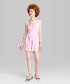 Women's Short Sleeve Knit Romper - Wild Fable™ Black