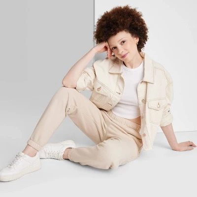 Women's High-Rise Tapered Perfect Sweatpants - Wild Fable™ Oatmeal 4 Women's High-Rise Tapered Perfect Sweatpants - Wild Fable™ Oatmeal - Image 4