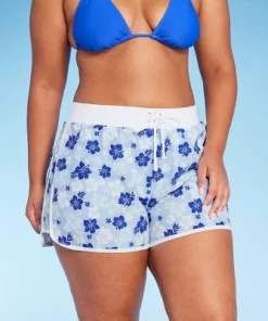 Women's 4" Inseam High Waist Lace-Up Board Shorts - Wild Fable™ Blue Floral Print -Wild Fable Shop GUEST 1ff6dd84 7ef1 46c3 81c8 de41223e7a58