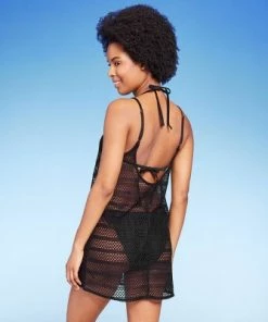 Women's Crochet Cover Up Mini Dress - Wild Fable™ Natural Cream