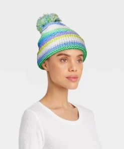 Pre-Consumed Recycled Pom Beanie - Wild Fable™ Green/purple