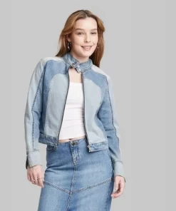 Women's Denim Racing Jacket - Wild Fable™ Blue