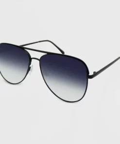 Women's Metal Aviator Round Sunglasses - Wild Fable™ Black