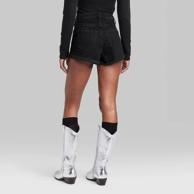 Women's High-Rise Curvy Rolled Cuff Denim Shorts - Wild Fable™ Medium Wash 2 Women's High-Rise Curvy Rolled Cuff Denim Shorts - Wild Fable™ Medium Wash - Image 2