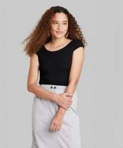 Women's Short Sleeve Scoop Back T-Shirt - Wild Fable⢠Black