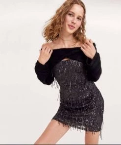 Women's Long Sleeve Party Shrug Sweater - Wild Fable⢠Black