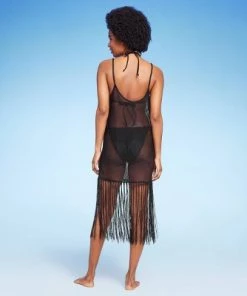 Women's Fishnet Fringe Cover Up Midi Dress - Wild Fable™ Natural Cream