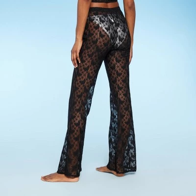 Women's Sheer Lace Flare Cover Up Pants - Wild Fable™ Black 1 Women's Sheer Lace Flare Cover Up Pants - Wild Fable™ Black