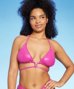 Women's Faux Leather V-Shaped Underwire Bikini Top with Removable Tie - Wild Fable™ Pink -Wild Fable Shop GUEST 30402692 c1b1 4889 93d5 d07e1f14d5de