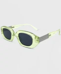 Women's Plastic Metal Combo Crystal Oval Sunglasses - Wild Fable™ Lime Green