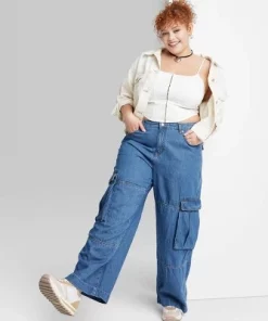 Women's Mid-Rise Cargo Baggy Wide Leg Utility Jeans - Wild Fable™ Medium Wash -Wild Fable Shop GUEST 363ab7aa 6567 4851 9efc f0c204076964 1