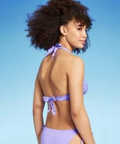 Women's Heart Pattern Eyelet Halter Bikini Top - Wild Fable⢠Yellow