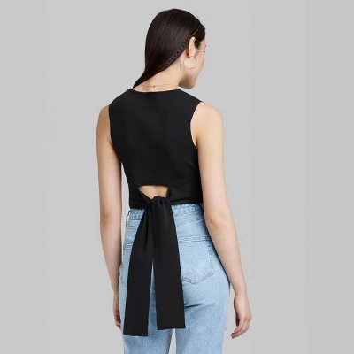 Women's Tie Back Sweater Tank Top - Wild Fable™ Black 2 Women's Tie Back Sweater Tank Top - Wild Fable™ Black - Image 2