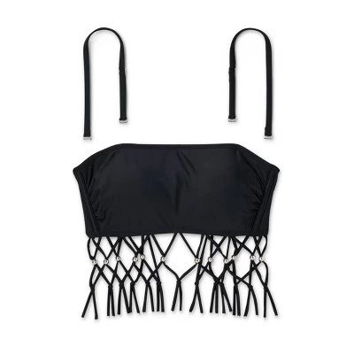 Women's Beaded Macrame Bandeau Bikini Top - Wild Fable™ Black 5 Women's Beaded Macrame Bandeau Bikini Top - Wild Fable™ Black - Image 5