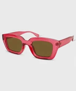 Women's Plastic Chunky Square Crystal Sunglasses - Wild Fable™ Red