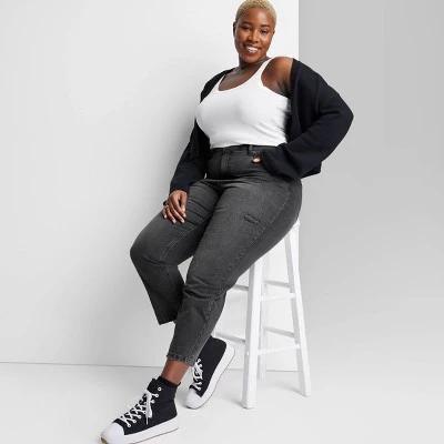 Women's Super-High Rise Tapered Jeans - Wild Fable™ Black Wash 14 Women's Super-High Rise Tapered Jeans - Wild Fable™ Black Wash - Image 14