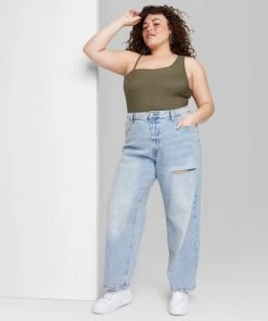 Women's High-Rise 90's Relaxed Slashed Straight Jeans - Wild Fable™ Light Wash -Wild Fable Shop GUEST 40412feb cf46 4ffc 8d44 02e1b641df60