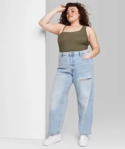 Women's High-Rise 90's Relaxed Slashed Straight Jeans - Wild Fable™ Light Wash -Wild Fable Shop GUEST 40412feb cf46 4ffc 8d44 02e1b641df60 3