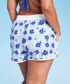 Women's 4" Inseam High Waist Lace-Up Board Shorts - Wild Fable™ Blue Floral Print -Wild Fable Shop GUEST 4841448b 5f4d 4c2b 9e59 df0fb52bc458