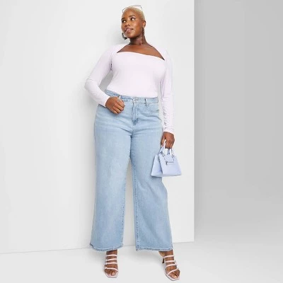 Women's High-Rise Wide Leg Baggy Jeans - Wild Fable™ Light Blue 19 Women's High-Rise Wide Leg Baggy Jeans - Wild Fable™ Light Blue - Image 19