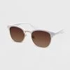 Women's Plastic Metal Combo Square Clubmaster Solid Sunglasses - Wild Fable™ White