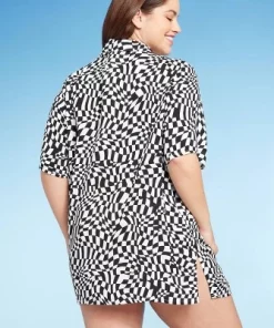 Women's Button-Up Cover Up Short Sleeve Shirtdress - Wild Fable™ Black/white Check Print -Wild Fable Shop GUEST 4cc4c59a 8d14 4f28 a357 71b49cf3f204
