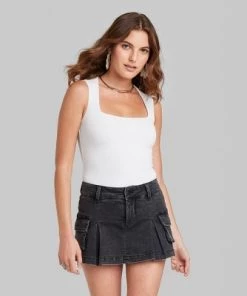 Women's Square Neck Bodysuit - Wild Fable™ White