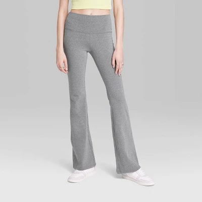 Women's High-Waisted Flare Leggings - Wild Fable™ Heather Gray 1 Women's High-Waisted Flare Leggings - Wild Fable™ Heather Gray