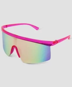 Women's Crystal Plastic Shield Sunglasses - Wild Fable™ Pink