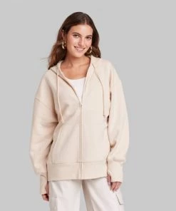 Women's Oversized Zip-Up Hoodie - Wild Fable™ Light Brown