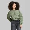 Women's Cargo Utility Cropped Bomber Jacket - Wild Fable™ Green