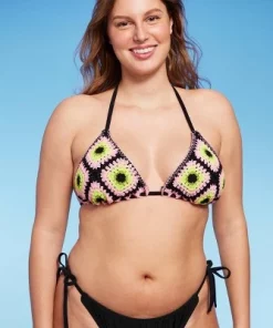 Women's Crochet Square Triangle Bikini Top - Wild Fable™ Black/Pink -Wild Fable Shop GUEST 5eadf914 6dee 44d3 9333 b4cd0c663b6c