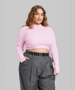 Women's Cropped Fitted Sweater Top - Wild Fable⢠Dark Teal Blue