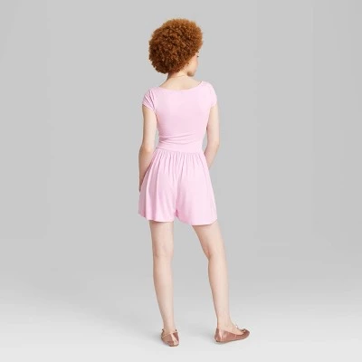 Women's Short Sleeve Knit Romper - Wild Fable™ Black 2 Women's Short Sleeve Knit Romper - Wild Fable™ Black - Image 2