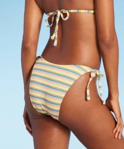 Women's Ribbed Extra Cheeky Extra High Leg Bikini Bottom - Wild Fable™ Blue/Green/Pink Striped