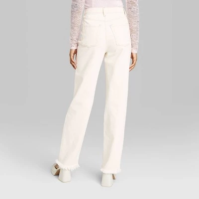 Women's High-Rise Straight Jeans - Wild Fable™ Cream 2 Women's High-Rise Straight Jeans - Wild Fable™ Cream - Image 2