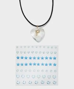 Acrylic Heart with Face Gems Pendant Necklace - Wild Fable™ Clear/Black -Wild Fable Shop GUEST 70cb4fa5 1f65 4bc4 bd1e 914ab0287042