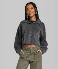 Women's Fleece Shacket - Wild Fable™ Off-white