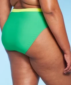 Women's Medium Coverage High Waist High Leg Bikini Bottom - Wild Fable™ Green