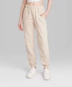 Women's High-Rise Tapered Perfect Sweatpants - Wild Fable™ Oatmeal