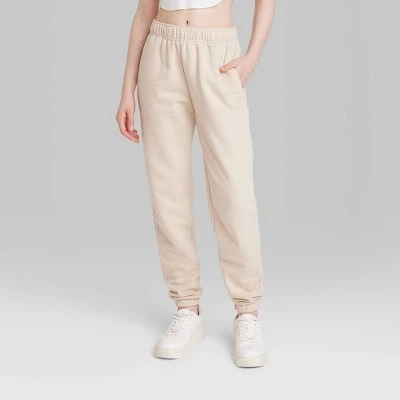 Women's High-Rise Tapered Perfect Sweatpants - Wild Fable™ Oatmeal 1 Women's High-Rise Tapered Perfect Sweatpants - Wild Fable™ Oatmeal
