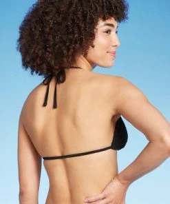 Women's Crochet Triangle Bikini Top - Wild Fable™ Black