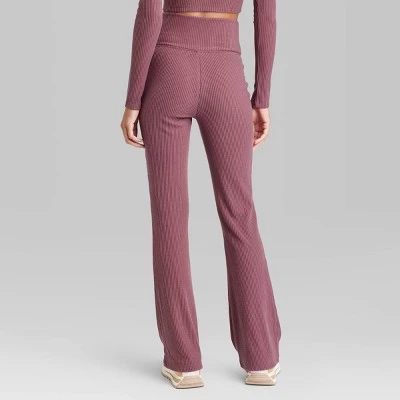 Women's High-Waisted Cozy Ribbed Lounge Flare Leggings - Wild Fable™ Cream 2 Women's High-Waisted Cozy Ribbed Lounge Flare Leggings - Wild Fable™ Cream - Image 2